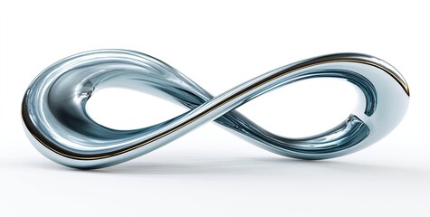 Shiny, flowing infinity symbol against white
