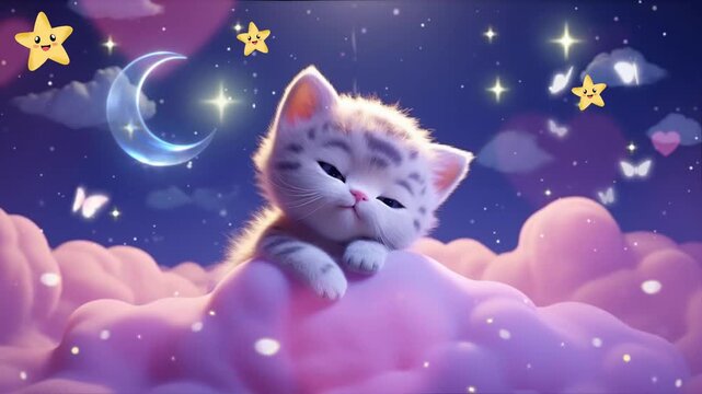 Sweet Dreams Kitten on Cloud Nine