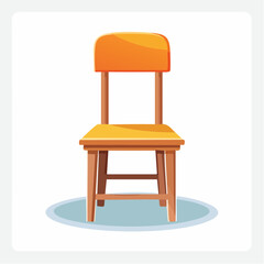 Simple Orange Wooden Chair Illustration
