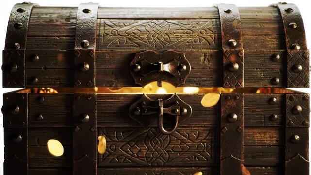 Treasure Chest Opening with Gold Coins Falling Out