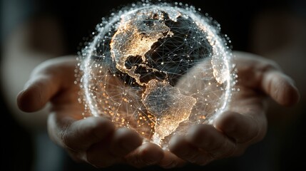 Holographic Earth held in hands (2)