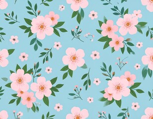 Delicate floral pattern on a light teal background