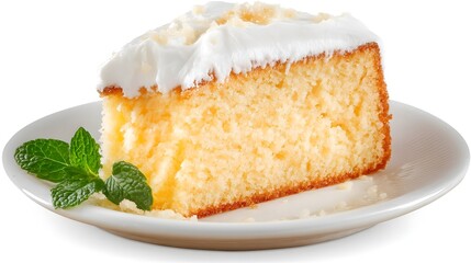 Delicious Isolated Vanilla Cake Slice Perfect for Marketing Designs and Baking Blogs