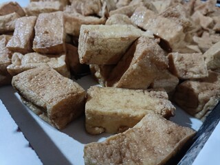 Crispy Fried Tofu Cubes Indonesian Cuisine
