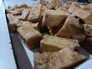 Pile of Fried Tofu Snacks in Natural Lighting