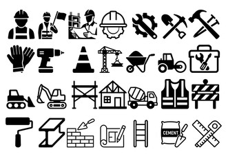 Construction icon set flat vector 