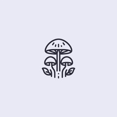 Minimalist mushroom line logo. Perfect for organic food, natural products, and health.