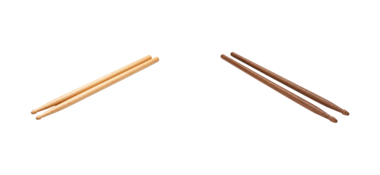 Drumming action with wooden sticks and mallets music studio artistic setting rhythm concept isolated set PNG