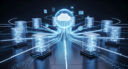 Cloud computing network with data servers and digital information transfer