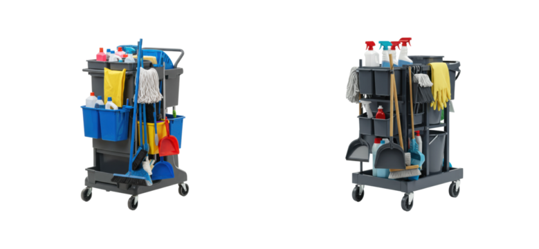 Cleaning equipment utilization commercial space product showcase indoor environment maintenance concept isolated set PNG