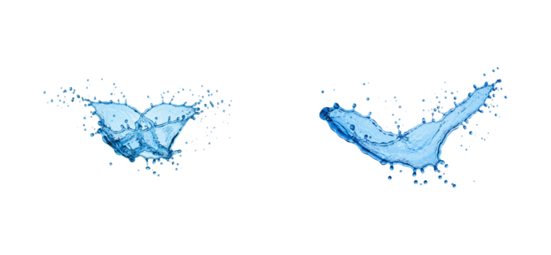 Dynamic water splash action studio minimalist fluid motion isolated set PNG