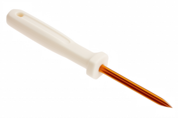 Precision tool with white handle and gold rod on transparent background