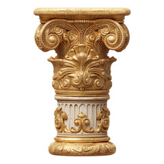 Fototapeta premium Golden column architecture design element for architectural decoration isolated on transparent background, png