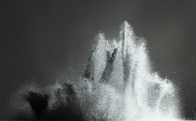Abstract diamond silver glittering image evoked feelings of yin yang celebration. Background diamond silver Sand powder glitter shimmered with light sparkle, creating bokeh element wallpaper
