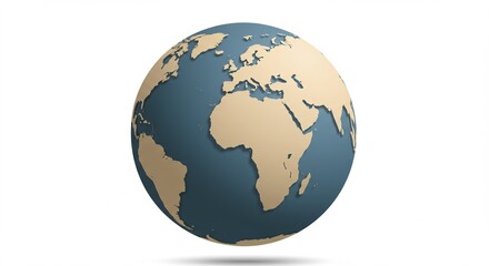 Fototapeta premium An egg with the earth in it showing vector of a globe showing continents with soft shadows, isolated on white background