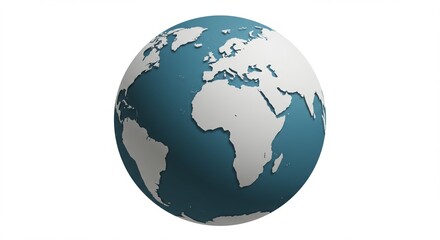 Fototapeta premium An egg with the world in it showing vector of a globe showing continents with soft shadows, isolated on white background