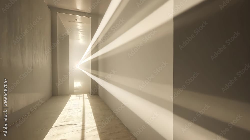 Poster abstract interior architecture with sunlight shining through windows creating rays