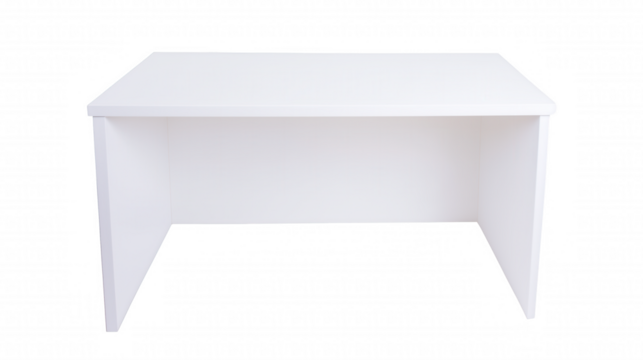 Modern white desk with minimalist design on transparent background