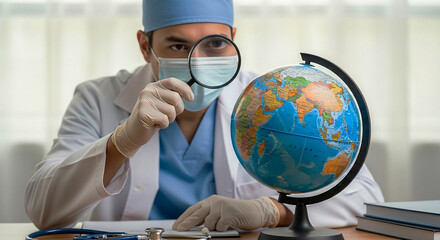 A medical professional in a futuristic lab holds a glowing human heart, symbolizing cardiology, heart health, and innovative medical technology