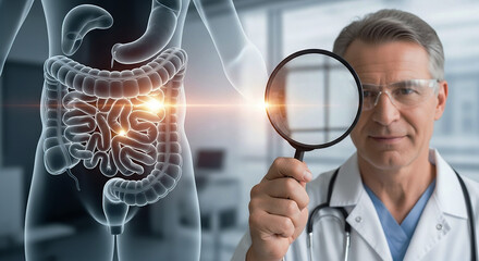 Doctor shaking hands with a businessman, with futuristic icons for healthcare, finance, and data, symbolizing the business side of medicine and medical investment