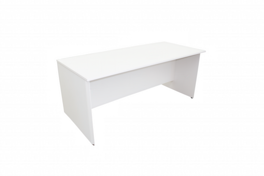 Sleek modern white desk with minimalist design on transparent background
