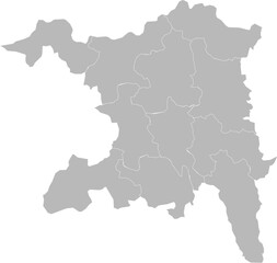 Obraz premium Aargau, Switzland – administrative vector map with district boundaries (Oblique Mercator projection, PPT-compatible & fully editable)