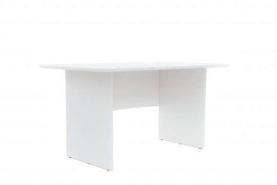 Modern rectangular table with central support beam on transparent background