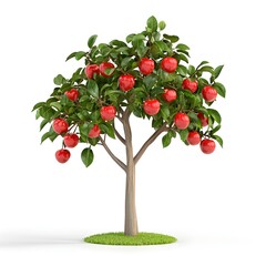 A vibrant apple tree, laden with red fruits, symbolizing abundance and nature's beauty.
