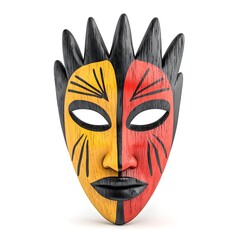 Vividly colored tribal mask showcasing cultural artistry and rich traditions from various regions.