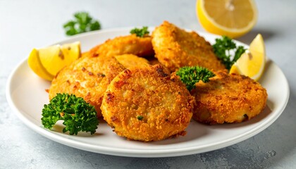 Pataniscas de Bacalhau Codfish Fritters with Parsley. Portuguese Fine Dining Food