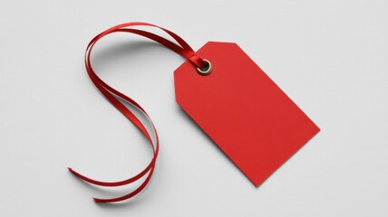 A vibrant red price tag isolated on white background, symbolizing sales, discounts, and promotional offers in the retail market