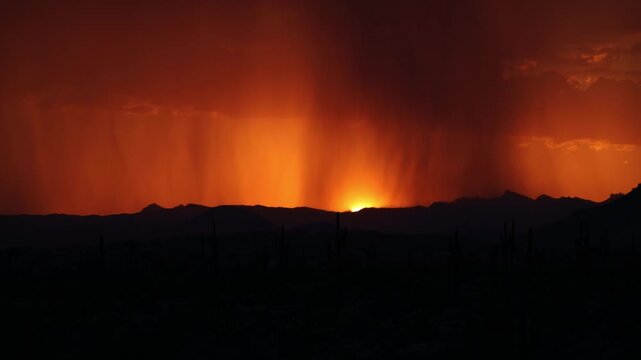 Arizona Monsoon Rain at Sunset Timelapse