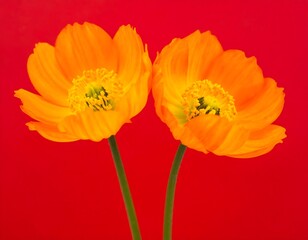 Obraz premium Close-up of two vibrant orange flowers