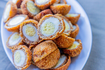 Scotch Eggs snack served at a party