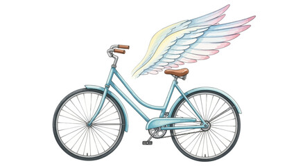Fototapeta premium Whimsical Bicycle with Wings A Dreamy Illustration of Freedom and Adventure