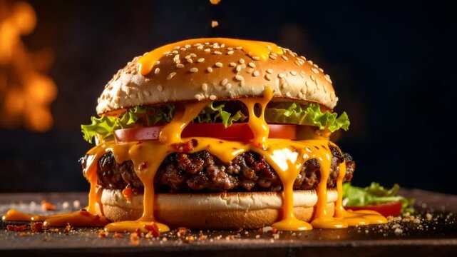 Melted cheese burger image