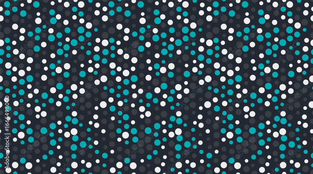 Aufkleber abstract dark background with a dynamic pattern of teal, white, and gray circles. perfect for websit