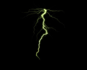 A striking electric bolt illuminates the dark sky with its bright, yellowish-green energy. Nature's...