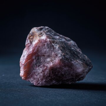 Pink Rhodonite Rough Stone on Dark Surface