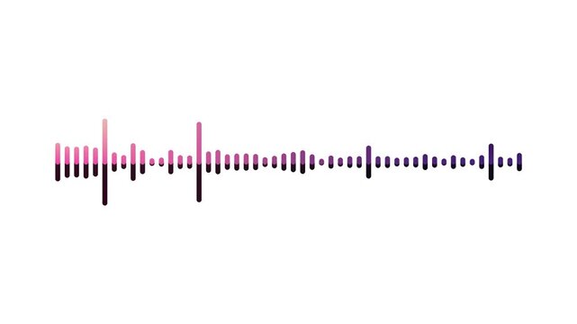 Audio waveform animation with a pink-purple gradient and soft shadow on a green screen. Vertical bars pulse to visualize sound or voice. Great for music, audio content, and visual projects.