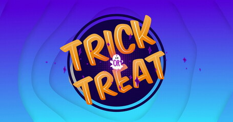 Image of blue shapes over trick or treat text