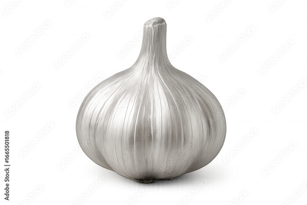 Poster close-up of a whole garlic bulb resting on a transparent background, emphasizing its natural form an