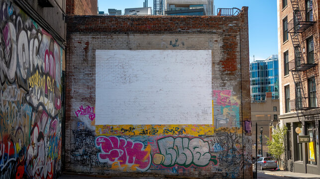 Urban building with colorful graffiti art in a narrow alley. Ideal for urban culture blogs, background designs, and street art themes.