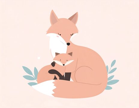 Cute foxes embracing