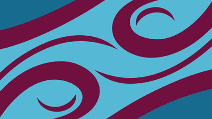 Obraz premium Swirling abstract pattern of burgundy curves on a teal background lines