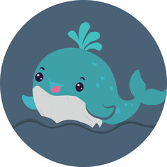 The whale smiles in the water.