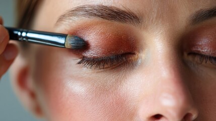 Expert Makeup Application Focusing on Eye Shadow Techniques in a Beauty Studio Setting During the Afternoon Light