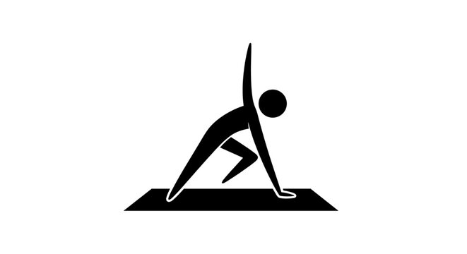 Yoga Pose Icon – Warrior II Silhouette in Black and White – Vector EPS Design for Fitness, Wellness, and Health Apps – Minimalist, Clean, Scalable Graphic Symbol