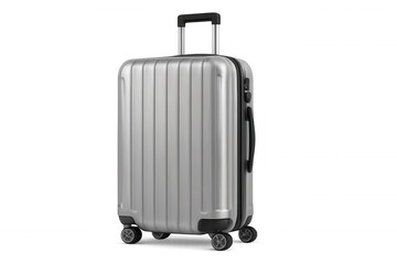 Gray rolling suitcase isolated on a transparent background, embodying the essence of travel, tourism, and adventure for various journeys