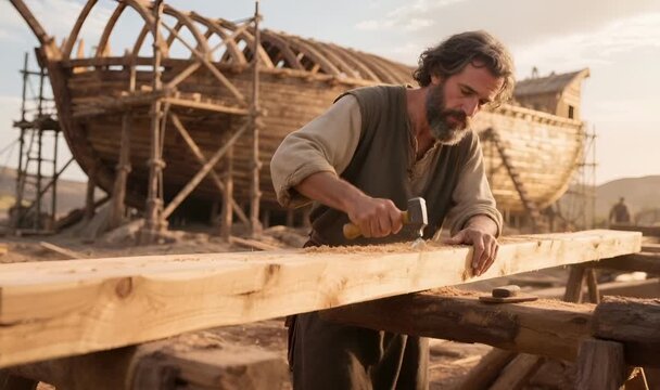 Noah Building the Ark, Following God&rsquo;s Instructions Before the Great Flood